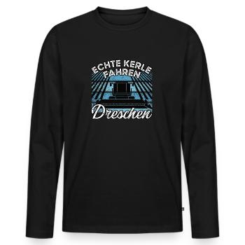 Lustiger Mähdrescher fahren Spruch Landwirt - Männer Premium Bio Langarmshirt - Schwarz - Vorne - Nico (187cm)