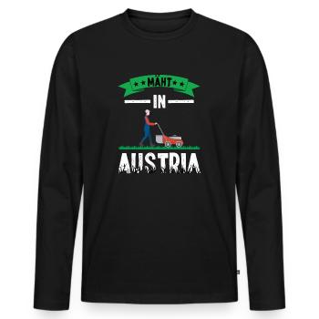 Mäht in Austria Herzschlag Rasenmähen Garten - Männer Premium Bio Langarmshirt - Schwarz - Vorne - Nico (187cm)