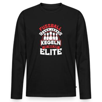 Kegler Meister Spruch Pudelkönig Bowling & Kegeln - Männer Premium Bio Langarmshirt - Schwarz - Vorne - Nico (187cm)