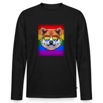 Gay Shiba Inu LGBTQ - T-shirt manches longues Premium bio Homme - noir - Devant - Nico (187cm)