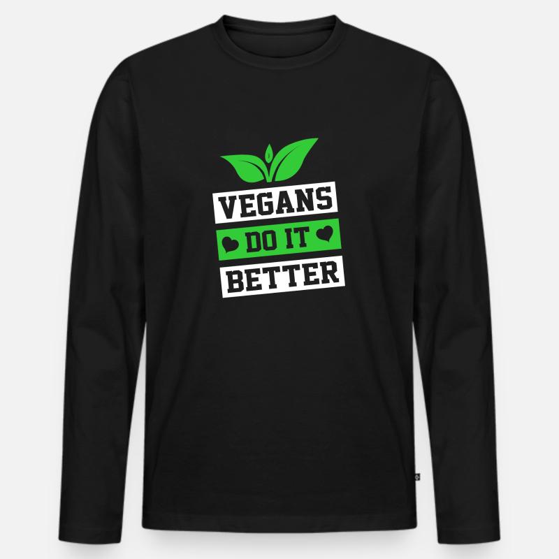 VEGANER MACHEN ES BESSER - Männer Premium Bio Langarmshirt - Schwarz