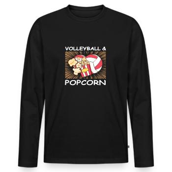 Volleyball & Popcorn Lover Teenage Girls Player - T-shirt manches longues Premium bio Homme - noir - Devant - Nico (187cm)