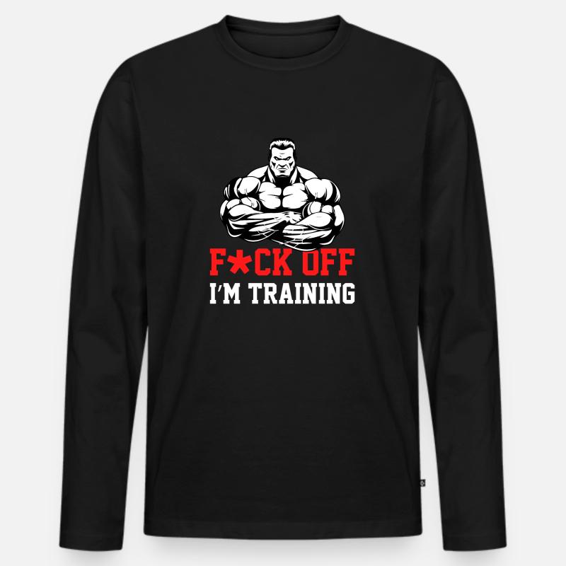 ich bin am tranieren - Männer Premium Bio Langarmshirt - Schwarz