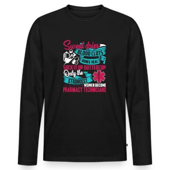 Pharmacy Technician Women Pharmacy Technician - Men's Premium Organic Long Sleeve Shirt - black - Front - Nico (187cm)