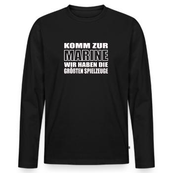 Lustiges Bundeswehr Soldaten - Männer Premium Bio Langarmshirt - Schwarz - Vorne - Nico (187cm)
