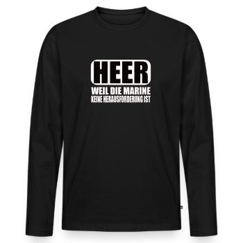 Lustiges Bundeswehr Soldaten - Männer Premium Bio Langarmshirt - Schwarz - Vorne - Nico (187cm)