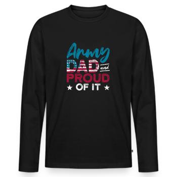 Père de l’armée et fier drapeau américain - T-shirt manches longues Premium bio Homme - noir - Devant - Nico (187cm)