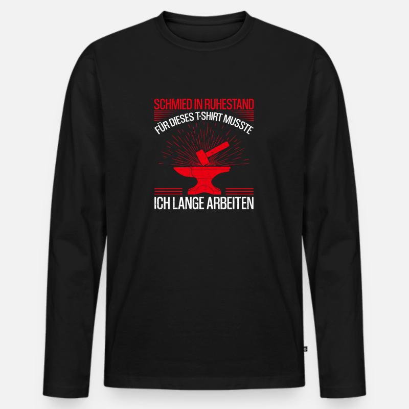 Schmied Ruhestand Spruch Geschenkidee - Männer Premium Bio Langarmshirt - Schwarz