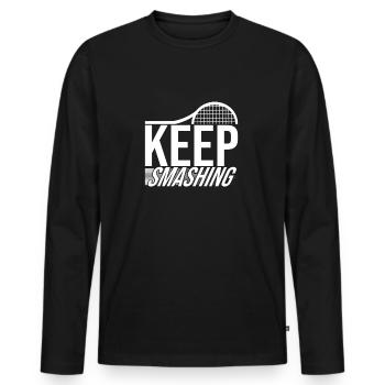 Keep Smashing For Tennis Player Fan Gift Idea - Men's Premium Organic Long Sleeve Shirt - black - Front - Nico (187cm)
