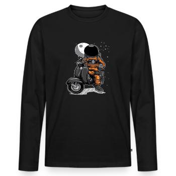 Astronaut Scooter Space Moon - Men's Premium Organic Long Sleeve Shirt - black - Front - Nico (187cm)