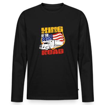 Trucker King Of The Road Trucking Truck Lover - Männer Premium Bio Langarmshirt - Schwarz - Vorne - Nico (187cm)