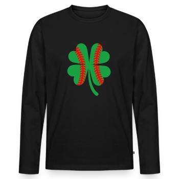 St Patricks Day Shamrock Baseball Saint - Men's Premium Organic Long Sleeve Shirt - black - Front - Nico (187cm)