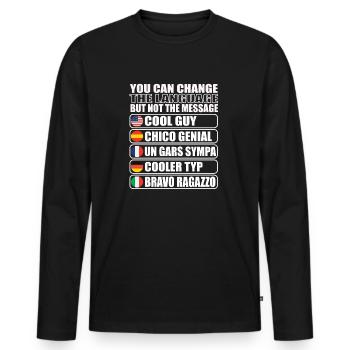 Great type gift idea for men - Men's Premium Organic Long Sleeve Shirt - black - Front - Nico (187cm)