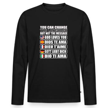 Gott liebt dich Christen - Männer Premium Bio Langarmshirt - Schwarz - Vorne - Nico (187cm)
