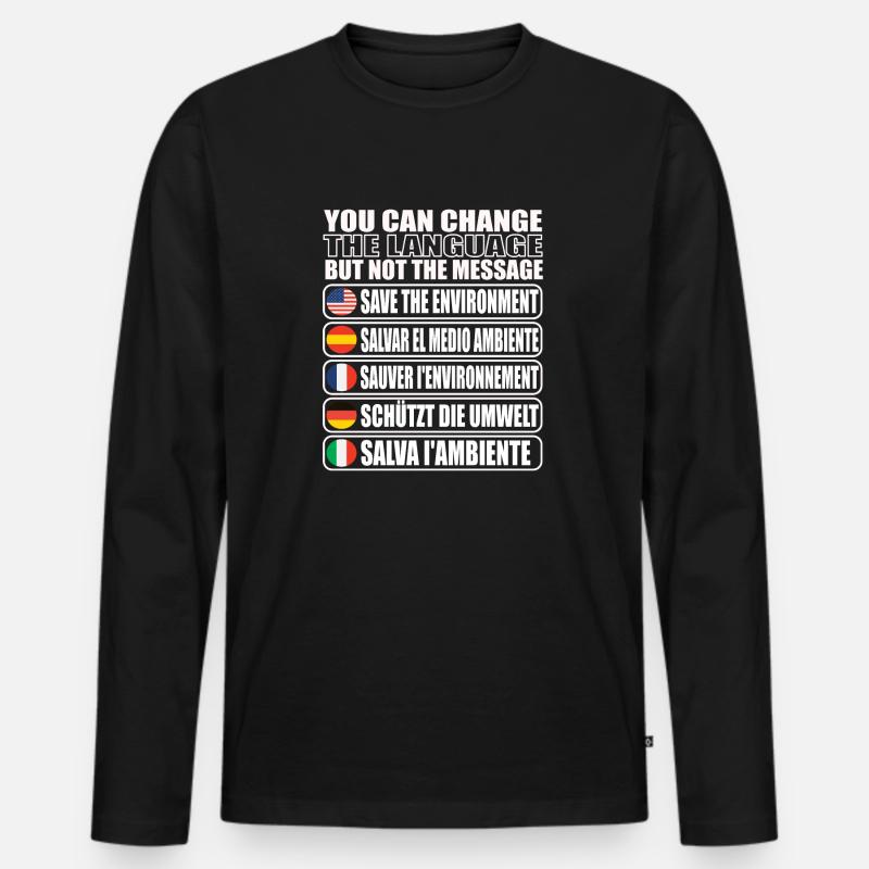 Speichern Sie Die Planetenumgebung - Männer Premium Bio Langarmshirt - Schwarz