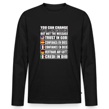 Vertraue auf Gott Christen - Männer Premium Bio Langarmshirt - Schwarz - Vorne - Nico (187cm)