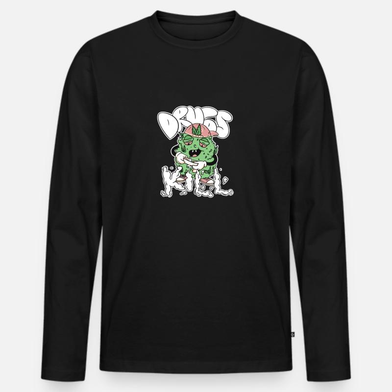 Eine Zigarette drehen - Männer Premium Bio Langarmshirt - Schwarz