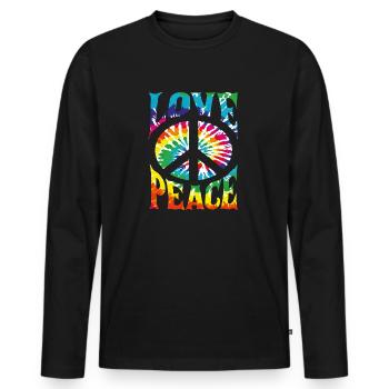 Love Peace Retro - Men's Premium Organic Long Sleeve Shirt - black - Front - Nico (187cm)