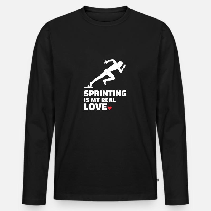 Ich Liebe Es Zu Sprinten - Männer Premium Bio Langarmshirt - Schwarz