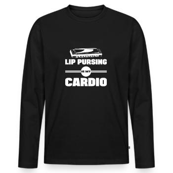 Lip Pursing Is My Cardio Harmonicist Mouth Organ - Men's Premium Organic Long Sleeve Shirt - black - Front - Nico (187cm)