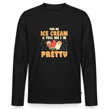 Nourrissez-moi de crème glacée et dites-moi dans un joli dessert - T-shirt manches longues Premium bio Homme - noir - Devant - Nico (187cm)