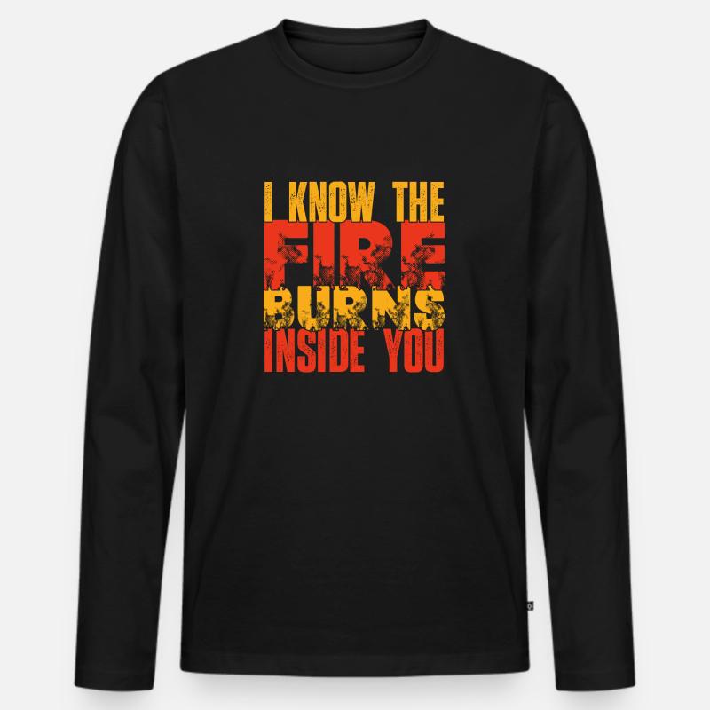 Fire burns inside you - Männer Premium Bio Langarmshirt - Schwarz