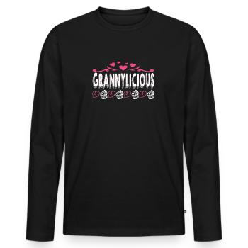 Grandma Omi Grandmother Gift Idea - Men's Premium Organic Long Sleeve Shirt - black - Front - Nico (187cm)