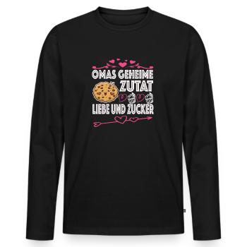 Oma Omi Großmutter Geschenkidee - Männer Premium Bio Langarmshirt - Schwarz - Vorne - Nico (187cm)