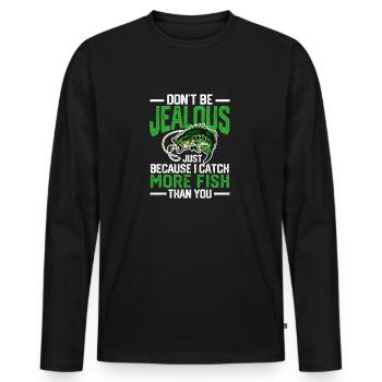 Ne sois pas jaloux juste parce que j’ai un drôle - T-shirt manches longues Premium bio Homme - noir - Devant - Nico (187cm)