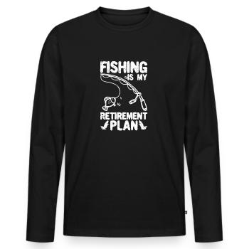 La pêche est mon plan de retraite Pêcher les pêcheurs - T-shirt manches longues Premium bio Homme - noir - Devant - Nico (187cm)