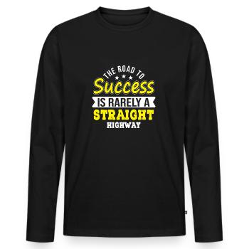The road to success is rarely a straight highway - Männer Premium Bio Langarmshirt - Schwarz - Vorne - Nico (187cm)