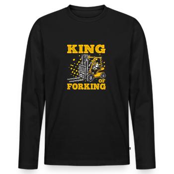 King Of Forking Forklift Art For Forklift Driver - Men's Premium Organic Long Sleeve Shirt - black - Front - Nico (187cm)