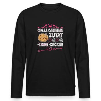 Oma Omi Großmutter Geschenkidee - Männer Premium Bio Langarmshirt - Schwarz - Vorne - Nico (187cm)