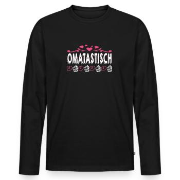 Oma Omi Großmutter Geschenkidee - Männer Premium Bio Langarmshirt - Schwarz - Vorne - Nico (187cm)