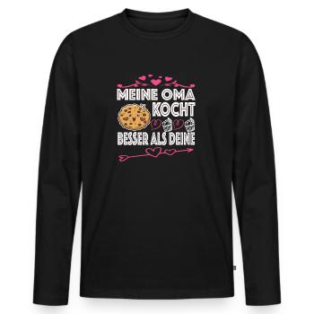 Oma Omi Großmutter Geschenkidee - Männer Premium Bio Langarmshirt - Schwarz - Vorne - Nico (187cm)