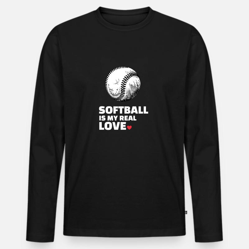 Ich Liebe Softball - Männer Premium Bio Langarmshirt - Schwarz