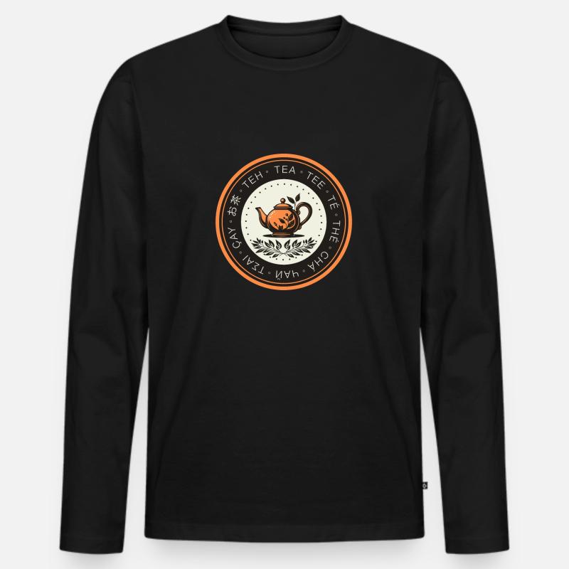 Tea Lover Badge - Männer Premium Bio Langarmshirt - Schwarz