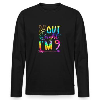 Peace Out Eight Ich bin 9 Krawattenfarbe 9. Herzlichen Glückwunsch zum Geburtstag - Männer Premium Bio Langarmshirt - Schwarz - Vorne - Nico (187cm)