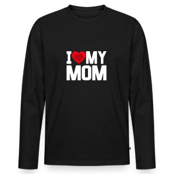 Ich Herz Meine Mutter Liebe Meine Mutter Glückliche Mutter - Männer Premium Bio Langarmshirt - Schwarz - Vorne - Nico (187cm)