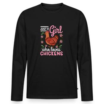 Chicken Just A Girl Who Loves Chickens - Men's Premium Organic Long Sleeve Shirt - black - Front - Nico (187cm)