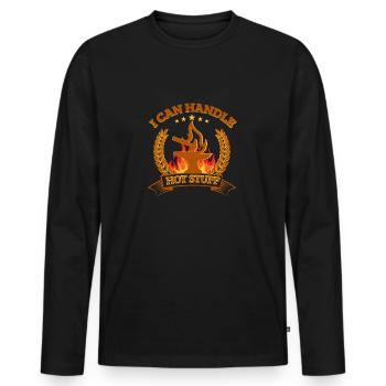 Forgeron Je peux gérer l’idée cadeau de trucs chauds - T-shirt manches longues Premium bio Homme - noir - Devant - Nico (187cm)