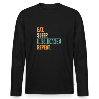 Eat Sleep Irish Dance Repeat - Danse irlandaise - T-shirt manches longues Premium bio Homme - noir - Devant - Nico (187cm)
