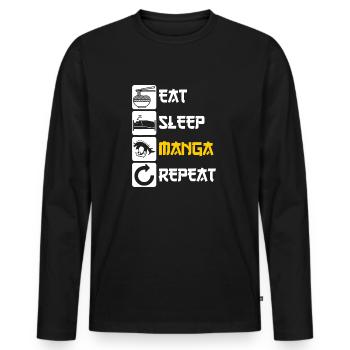 Eat Sleep Manga Repeat - Men's Premium Organic Long Sleeve Shirt - black - Front - Nico (187cm)