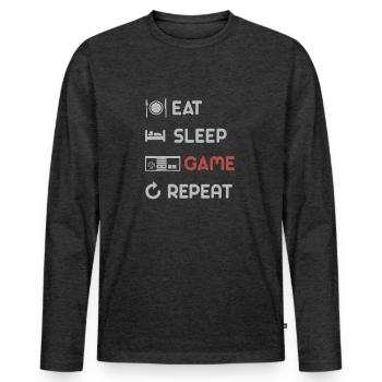 Eat Sleep Game Repeat Graphic - Men's Premium Organic Long Sleeve Shirt - heather anthracite - Front - Nico (187cm)