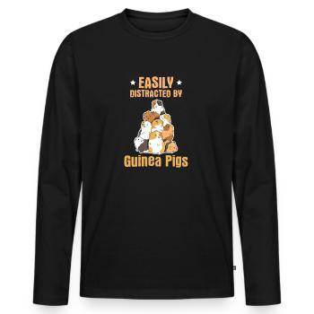 Citation cochon d’Inde pour un amoureux de la Guinée - T-shirt manches longues Premium bio Homme - noir - Devant - Nico (187cm)