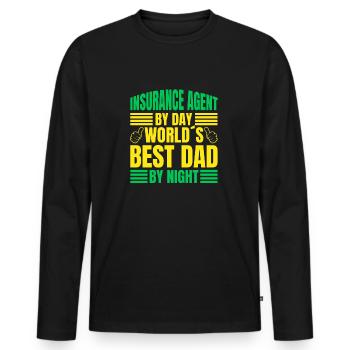 Insurance Agent By Day Worlds Best Dad By Night - Männer Premium Bio Langarmshirt - Schwarz - Vorne - Nico (187cm)
