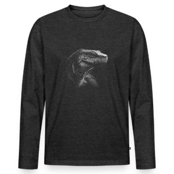 Lézard Varan Dragon de Komodo - T-shirt manches longues Premium bio Homme - anthracite chiné - Devant - Nico (187cm)