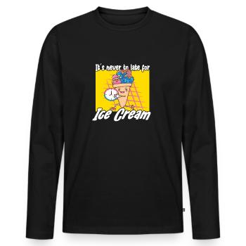 Il n’est jamais trop tard pour l’idée cadeau de l’amateur de crème glacée - T-shirt manches longues Premium bio Homme - noir - Devant - Nico (187cm)