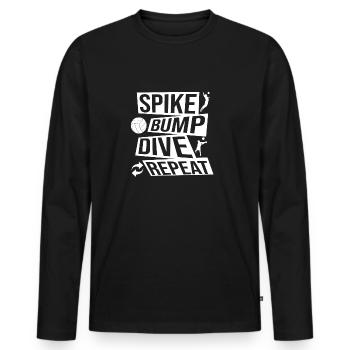 Spike Bump Dive Repeat Volleyball Graphic Idea - Männer Premium Bio Langarmshirt - Schwarz - Vorne - Nico (187cm)