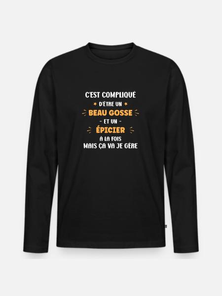 épicier - T-shirt manches longues Premium bio Homme - noir
